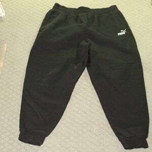 Puma Men's Size L Black Fleece Joggers Sweatpants Elastic Drawstring Cuffed Legs